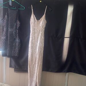 B. Smart Silver Sequin Prom Dress